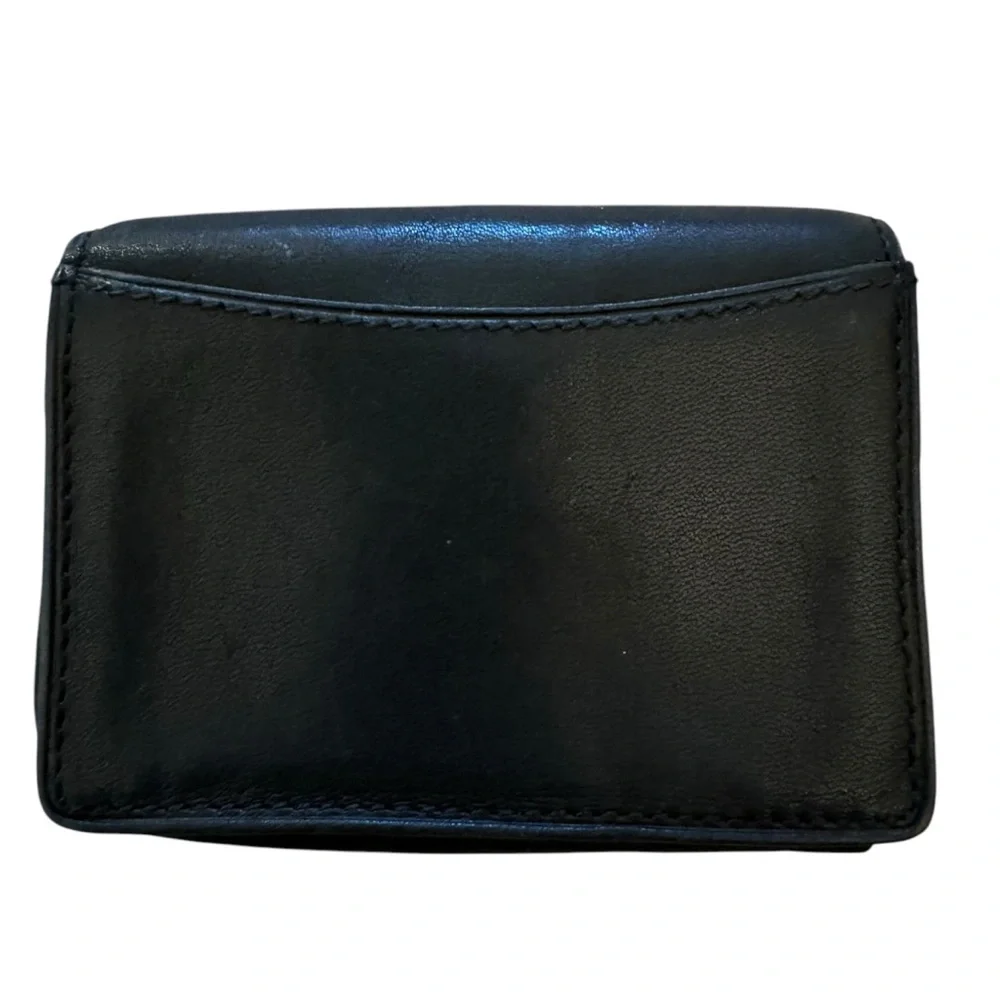Fossil Black Leather Bifold ID Holder Card Wallet 3”x4” Unisex Travel Minimalist